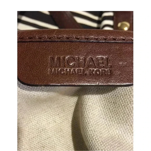 Michael kors beige black canvas shoulder handbag - Picture 8 of 9